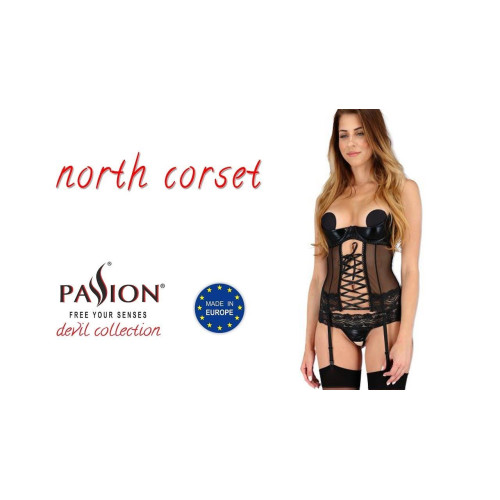 Корсет з відкритими грудьми Passion NORTH CORSET black L/XL