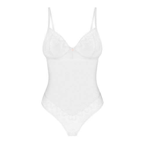 Боди Obsessive Alissium Teddy White, M/L, лиф с мягкой чашкой, высокие вырезы для ног