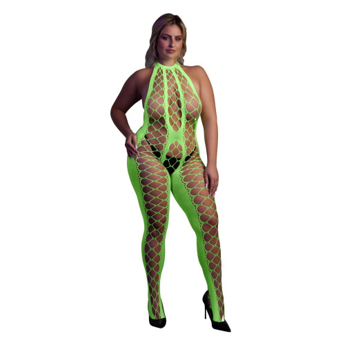 Бодістокінг Ouch! Bodystocking With Halterneck Green XL/4XL