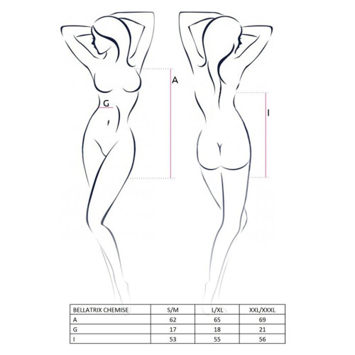 Сексуальна сукня зі шнурівкою Passion Erotic Line BELLATRIX CHEMISE XXL/XXXL Чорна