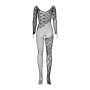 Бодістокінг Obsessive Bodystocking F210 рукава-мітенки, сітка, кольорове мереживо black S/M/L