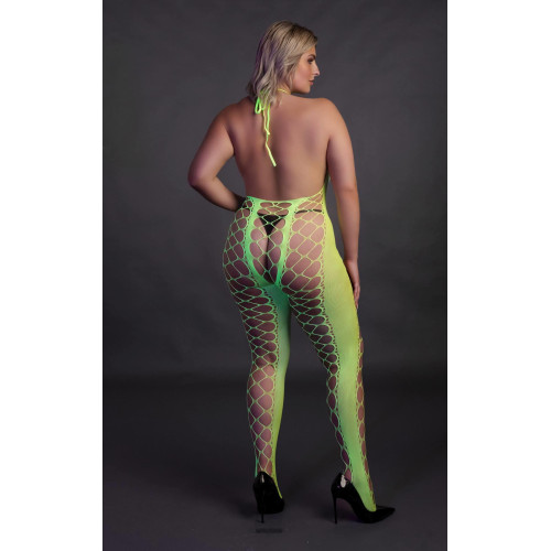 Бодістокінг Ouch! Bodystocking With Halterneck Green XL/4XL