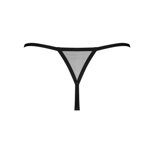 Трусики-стрінги Obsessive Novenes crotchless thong, XS/S, сітка, стрепи, прикраса зі стразами, відкр