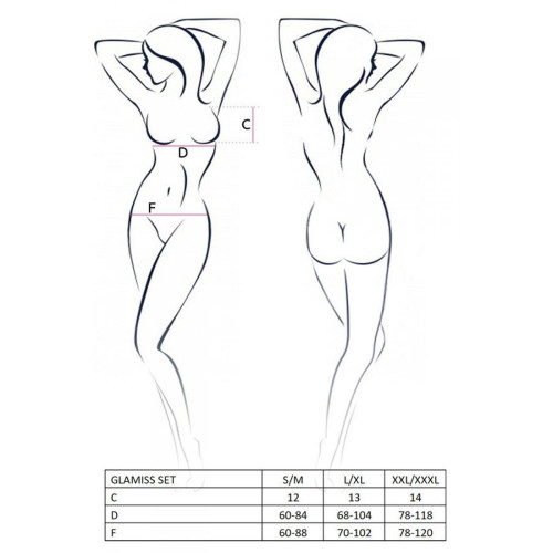 Комплект білизни Passion Exclusive GLAMISS SET black XXL/XXXL