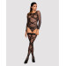 Бодистокинг Obsessive Bodystocking G320 чулки, боди, декор в виде линий black S/M/L