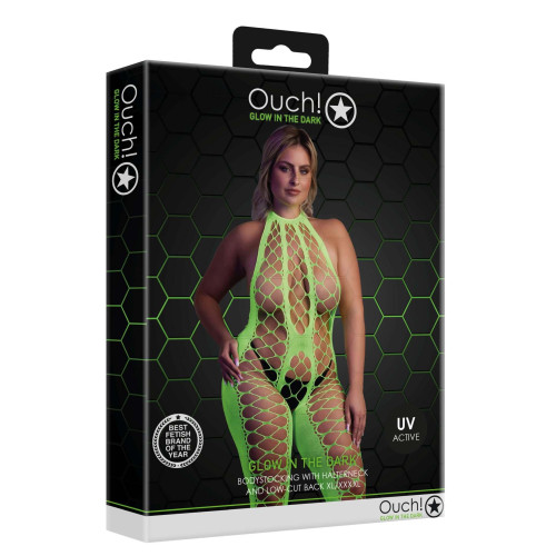 Бодістокінг Ouch! Bodystocking With Halterneck Green XL/4XL