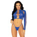 Комплект Leg Avenue Long sleeve crop top & string Royal Blue One Size, топ, стрінги