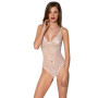 Боді з ажурним декором та відкритим кроком Passion Ursula Body white L/XL