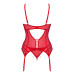 Комплект корсет та стрінги Obsessive Ingridia corset & thong XS/S, червоний
