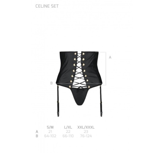 Пояс-корсет из экокожи Passion Celine Set black L/XL