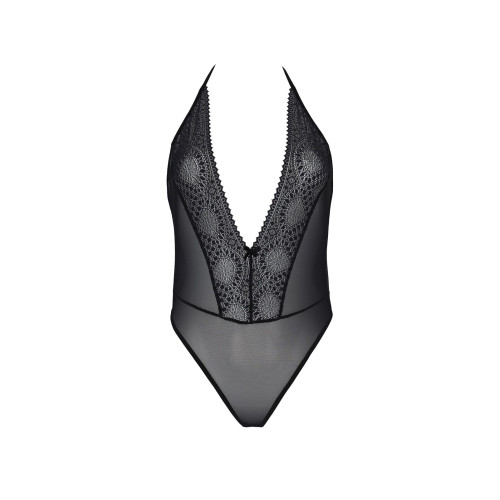 Боди Passion DROSERA BODY black, XXL/XXXL, высокие вырезы, верх на завязках