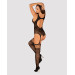 Бодистокинг Obsessive Bodystocking F236 глубокое декольте, имитация шнуровки black S/M/L