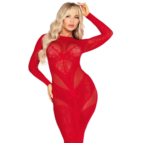 Платье Leg Avenue Lace and Net Bodycon Gown One Size, Red