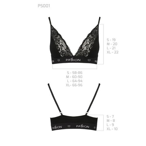 Еластичний топ з мереживом Passion PS001 TOP M, black