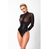Боді Noir Handmade F321 Edge, XXL, низ під латекс, верх сітка, блискавка на все тіло, декор кільця