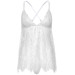 Сорочка бебі-дол Leg Avenue Floral lace babydoll & string White M, стрінги