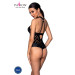 Сітчастий боді з халтером та ритмічним малюнком Passion Hima Body black S/M