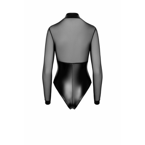 Боді Noir Handmade F321 Edge, XXL, низ під латекс, верх сітка, блискавка на все тіло, декор кільця