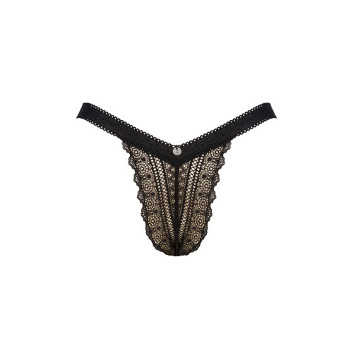 Кружевные трусики с заниженной талией Obsessive Estiqua panties черные M/L