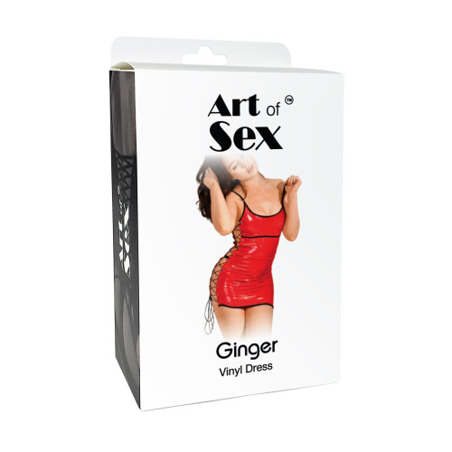 Сексуальное лакированное платье на шнуровке Art of Sex - Ginger красное L-2XL