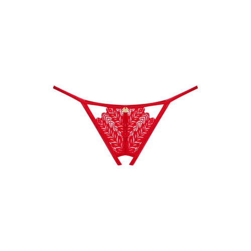 Трусики з доступом Obsessive Ingridia crotchless thong XS/S, червоні