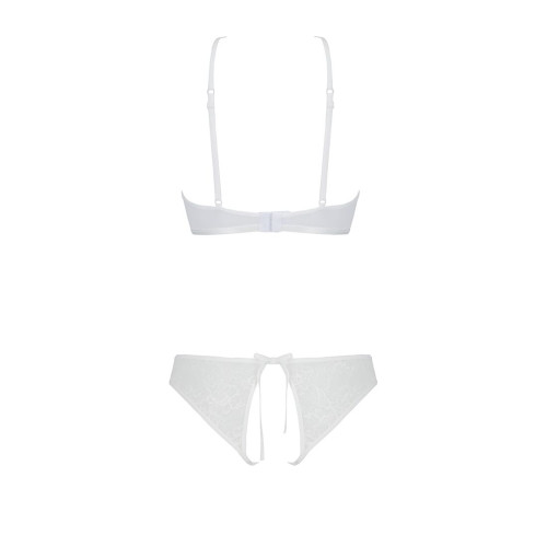 Комплект: бра, трусики з ажурним декором та відкритим кроком Passion Ursula Set white S/M