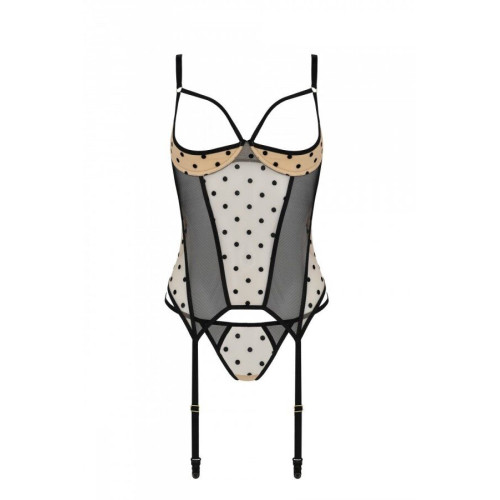 Корсет Passion MARINA CORSET, XXL/XXXL, beige, з відкритими чашками