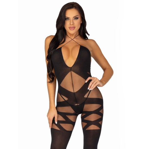 Бодістокінг Leg Avenue Illusion halter bodystocking Black One size