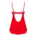 Пеньюар Obsessive Ingridia chemise & thong XS/S, червоний, сорочка, стрінги