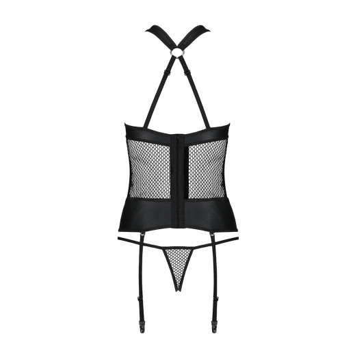 Сітчастий комплект корсет з халтером Passion Amanda Corset black L/XL