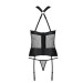 Сітчастий комплект корсет з халтером Passion Amanda Corset black L/XL