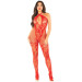Бодістокінг Leg Avenue Seamless Net and Lace Lingerie Jumpsuit One Size, Red