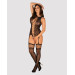 Бодистокинг Obsessive Bodystocking F236 глубокое декольте, имитация шнуровки black S/M/L
