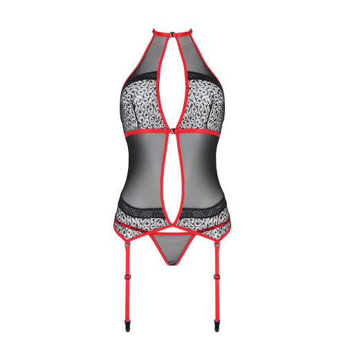 Корсет с пажами Passion SATARA CORSET red S/M
