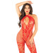 Бодістокінг Leg Avenue Seamless Net and Lace Lingerie Jumpsuit One Size, Red