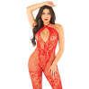 Бодістокінг Leg Avenue Seamless Net and Lace Lingerie Jumpsuit One Size, Red