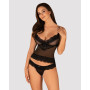 Напівпрозорий набір з прикрасами Obsessive Ivannes top & thong топ та танга, чорний 2XL/3XL