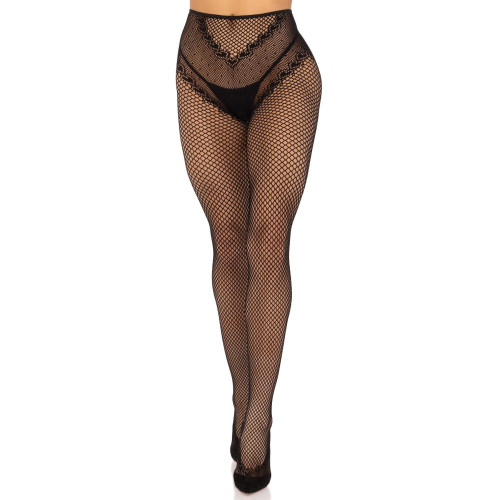 Панчохи Leg Avenue Crotchless Net Tights with Heart Backseam Black One Size