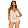 Сорочка бебі-дол Leg Avenue Floral lace babydoll & string White M, стрінги