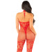 Бодістокінг Leg Avenue Seamless Net and Lace Lingerie Jumpsuit One Size, Red