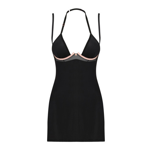 Сорочка Obsessive Selinne chemise & thong чорна XL/2XL