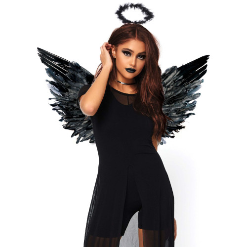 Крылья черного ангела Leg Avenue Angel Accessory Kit Black, крылья, нимб