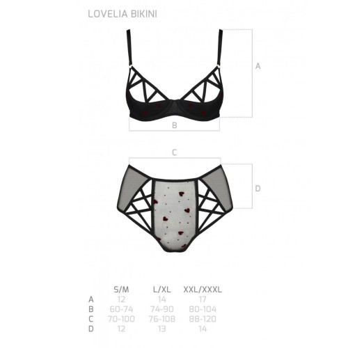 Еротичний комплект з малюнком Passion LOVELIA BIKINI black XXL/XXXL