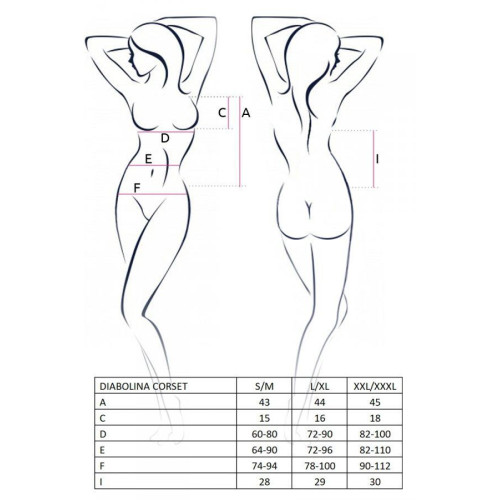 Корсет з відкритими грудьми Passion DIABOLINA CORSET black XXL/XXXL