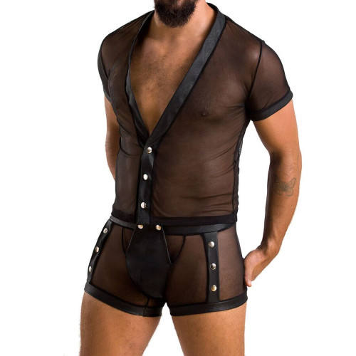 Комплект сетчатого мужского белья Passion 052 Set Michael black XXL/XXXL