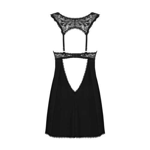 Рубашка бэби-долл с кружевом на груди Obsessive Donna Dream babydoll черная M/L