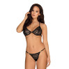 Комплект із ланцюжками Obsessive Pantheria 2-pcs set бюстгальтер, трусики black L/XL