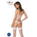 Корсет із пажами, трусики з ажурним декором та відкритим кроком Passion Ursula Corset white L/XL
