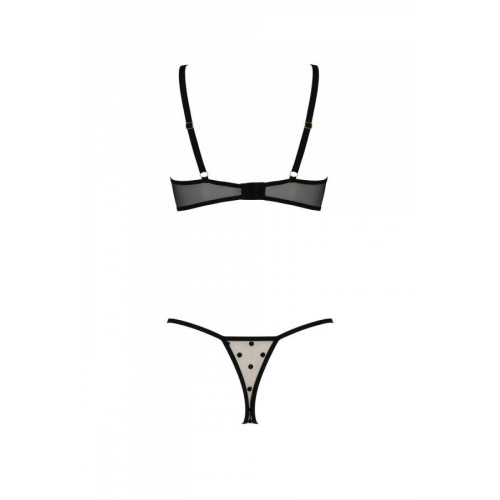 Эротический комплект Passion MARINA SET WITH OPEN BRA, S/M, beige, открытые чашки