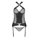 Сетчатый комплект корсет с халтером Passion Amanda Corset black S/M
